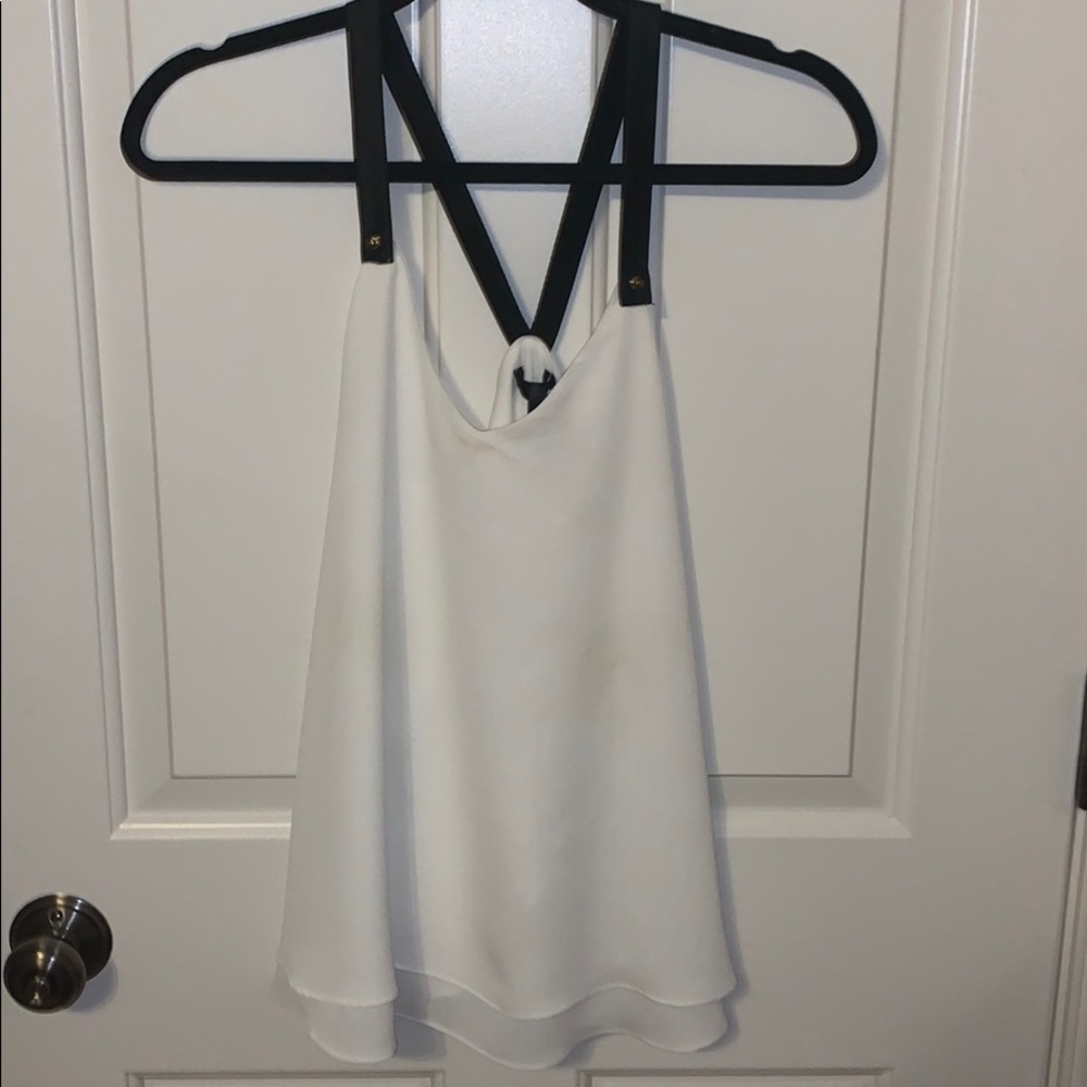 Aqua white silk tank top